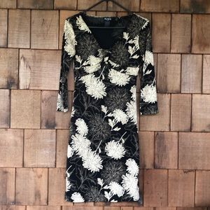 BCBC Black and Tan floral dress, small.